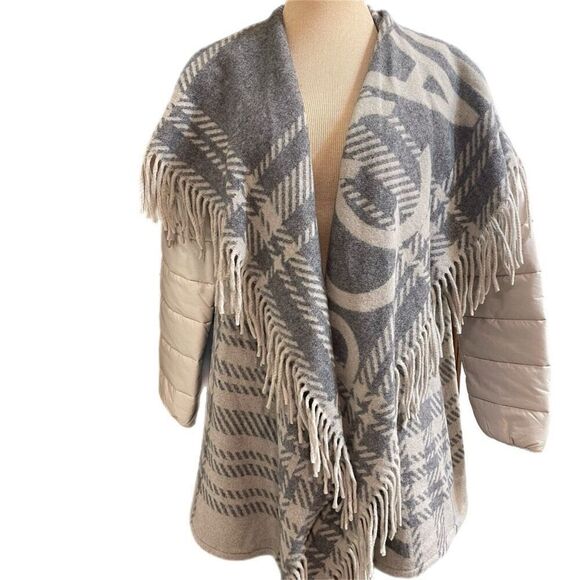 NWT Marc Cain Grey Fringe Coat Jacket Size N5 US Size 12 New - Picture 3 of 14